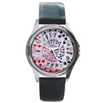 Poker Royal Flush All Suits Droste Spiral Round Metal Watch