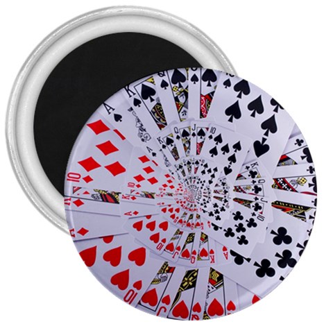 Poker Royal Flush All Suits Droste Spiral 3  Magnet from ArtsNow.com Front