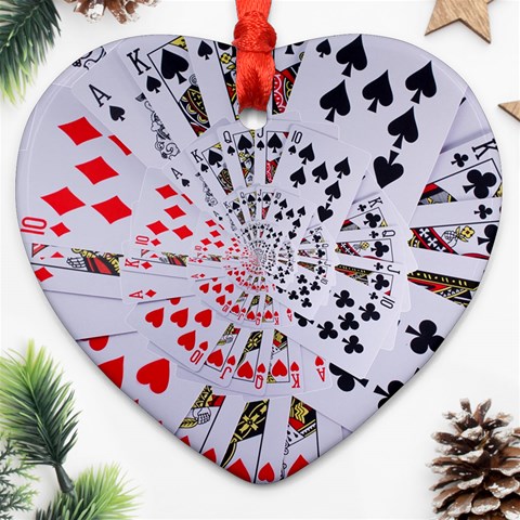 Poker Royal Flush All Suits Droste Spiral Ornament (Heart) from ArtsNow.com Front