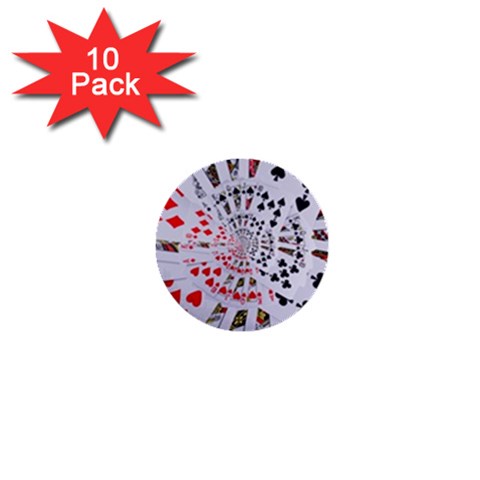 Poker Royal Flush All Suits Droste Spiral 1  Mini Button (10 pack)  from ArtsNow.com Front