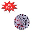 Poker Royal Flush All Suits Droste Spiral 1  Mini Button (10 pack) 