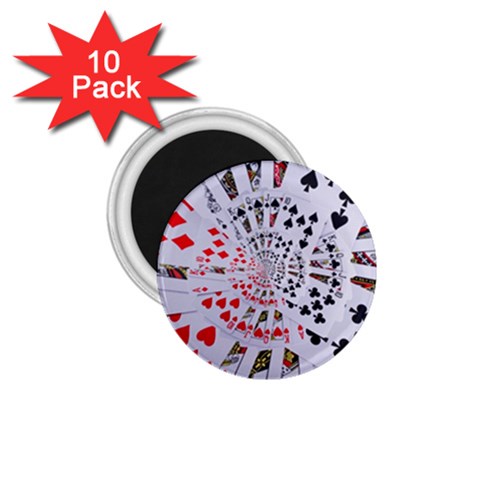 Poker Royal Flush All Suits Droste Spiral 1.75  Magnet (10 pack)  from ArtsNow.com Front