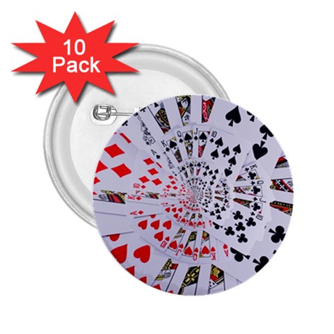 Poker Royal Flush All Suits Droste Spiral 2.25  Button (10 pack) from ArtsNow.com Front