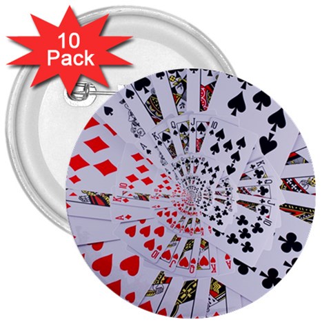 Poker Royal Flush All Suits Droste Spiral 3  Button (10 pack) from ArtsNow.com Front