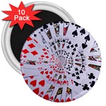 Poker Royal Flush All Suits Droste Spiral 3  Magnet (10 pack)