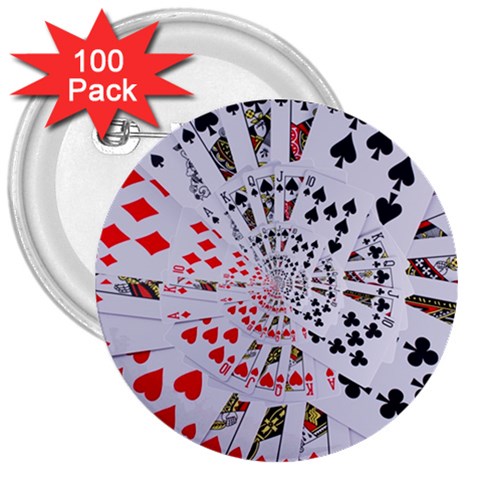 Poker Royal Flush All Suits Droste Spiral 3  Button (100 pack) from ArtsNow.com Front