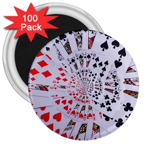 Poker Royal Flush All Suits Droste Spiral 3  Magnet (100 pack) from ArtsNow.com Front