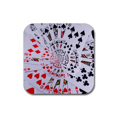 Poker Royal Flush All Suits Droste Spiral Rubber Coaster (Square) from ArtsNow.com Front