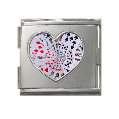 Poker Royal Flush All Suits Droste Spiral Mega Link Heart Italian Charm (18mm) from ArtsNow.com Front