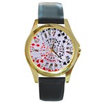 Poker Royal Flush All Suits Droste Spiral Round Gold Metal Watch