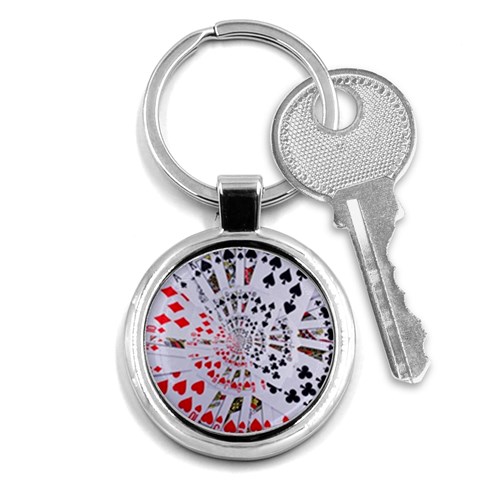 Poker Royal Flush All Suits Droste Spiral Key Chain (Round) from ArtsNow.com Front