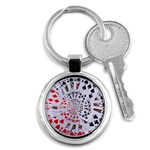 Poker Royal Flush All Suits Droste Spiral Key Chain (Round)