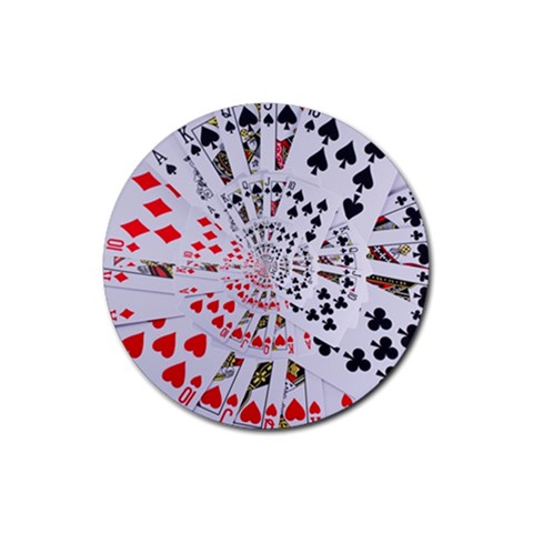 Poker Royal Flush All Suits Droste Spiral Rubber Round Coaster (4 pack) from ArtsNow.com Front