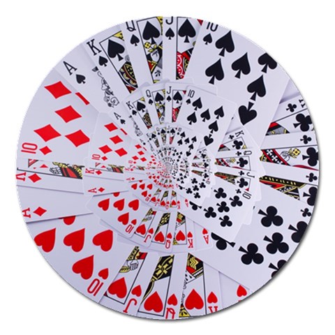 Poker Royal Flush All Suits Droste Spiral Magnet 5  (Round) from ArtsNow.com Front