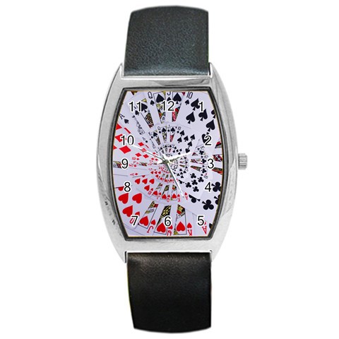 Poker Royal Flush All Suits Droste Spiral Barrel Style Metal Watch from ArtsNow.com Front