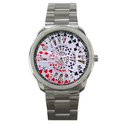 Poker Royal Flush All Suits Droste Spiral Sport Metal Watch from ArtsNow.com Front