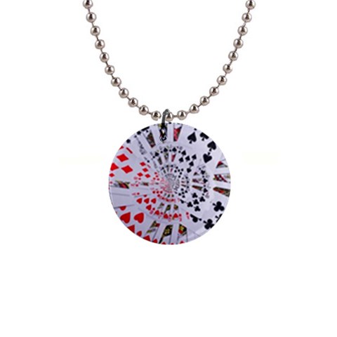 Poker Royal Flush All Suits Droste Spiral 1  Button Necklace from ArtsNow.com Front