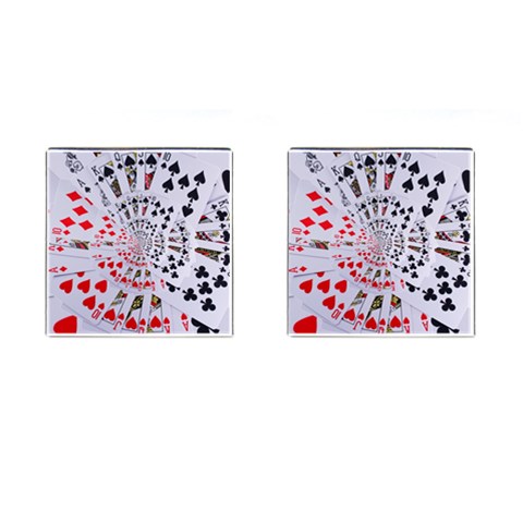 Poker Royal Flush All Suits Droste Spiral Cufflinks (Square) from ArtsNow.com Front(Pair)