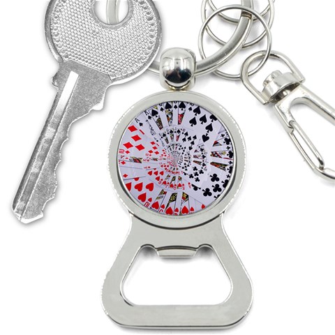 Poker Royal Flush All Suits Droste Spiral Bottle Opener Key Chain from ArtsNow.com Front