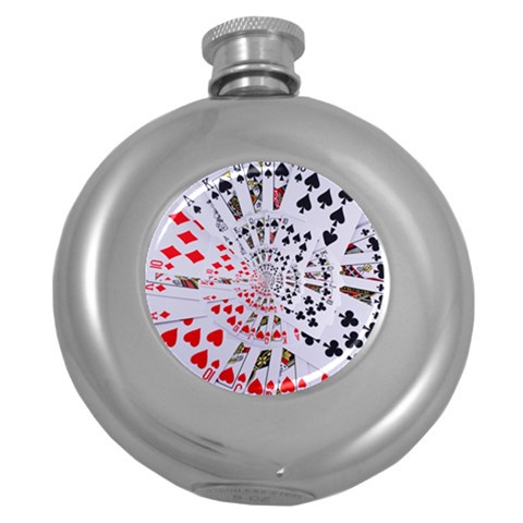 Poker Royal Flush All Suits Droste Spiral Hip Flask (5 oz) from ArtsNow.com Front