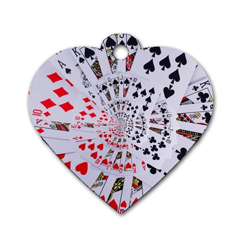 Poker Royal Flush All Suits Droste Spiral Dog Tag Heart (One Side) from ArtsNow.com Front