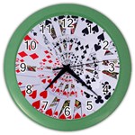 Poker Royal Flush All Suits Droste Spiral Color Wall Clock