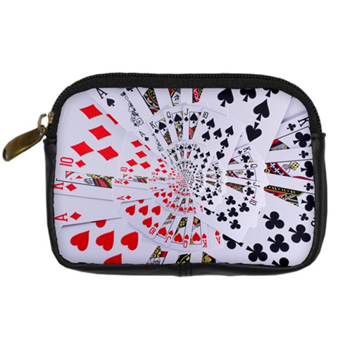 Poker Royal Flush All Suits Droste Spiral Digital Camera Leather Case from ArtsNow.com Front