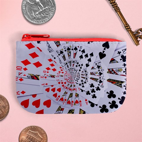 Poker Royal Flush All Suits Droste Spiral Mini Coin Purse from ArtsNow.com Front