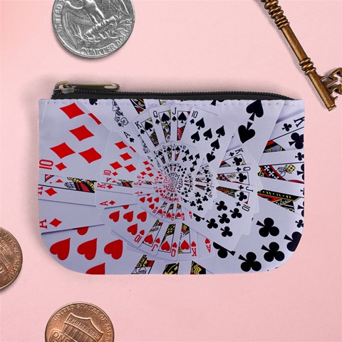 Poker Royal Flush All Suits Droste Spiral Mini Coin Purse from ArtsNow.com Front