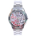 Poker Royal Flush All Suits Droste Spiral Stainless Steel Analogue Watch