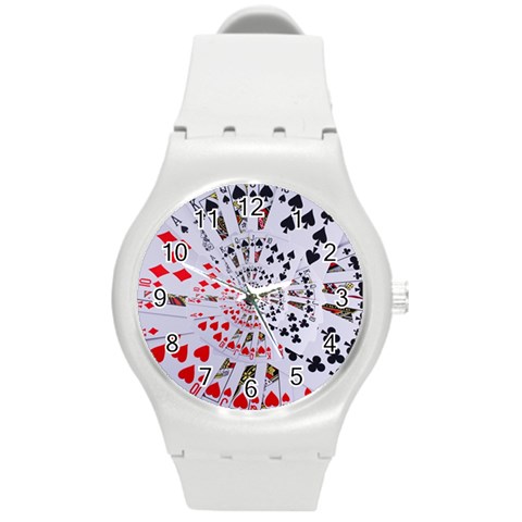 Poker Royal Flush All Suits Droste Spiral Round Plastic Sport Watch (M) from ArtsNow.com Front