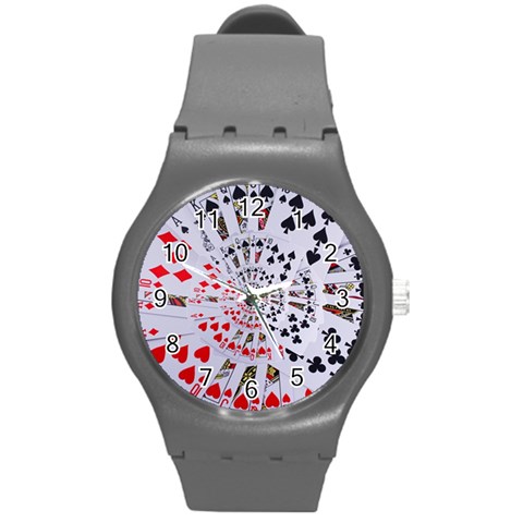 Poker Royal Flush All Suits Droste Spiral Round Plastic Sport Watch (M) from ArtsNow.com Front