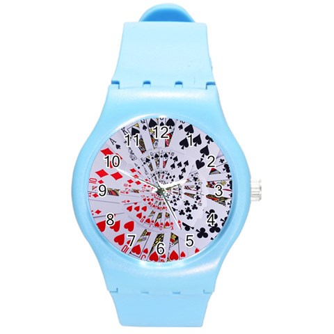 Poker Royal Flush All Suits Droste Spiral Round Plastic Sport Watch (M) from ArtsNow.com Front