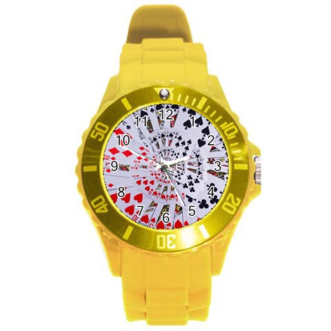 Poker Royal Flush All Suits Droste Spiral Round Plastic Sport Watch (L) from ArtsNow.com Front