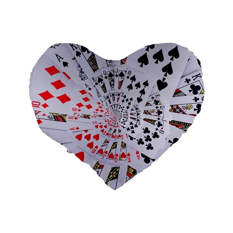 Poker Royal Flush All Suits Droste Spiral Standard 16  Premium Heart Shape Cushion  from ArtsNow.com Back