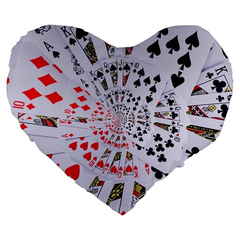 Poker Royal Flush All Suits Droste Spiral Large 19  Premium Heart Shape Cushion from ArtsNow.com Front