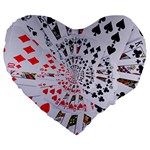 Poker Royal Flush All Suits Droste Spiral Large 19  Premium Heart Shape Cushion