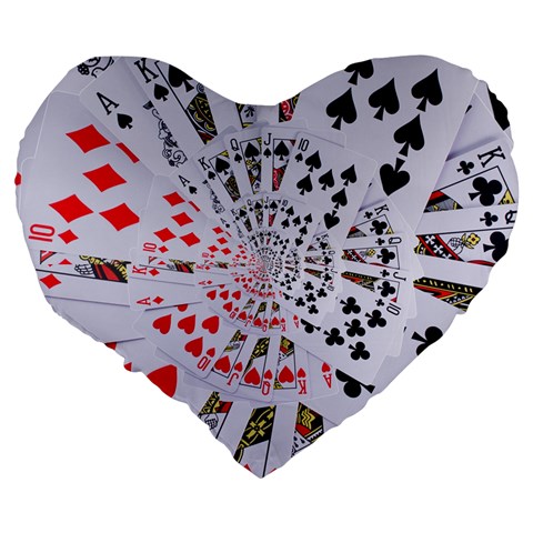 Poker Royal Flush All Suits Droste Spiral Large 19  Premium Heart Shape Cushion from ArtsNow.com Back