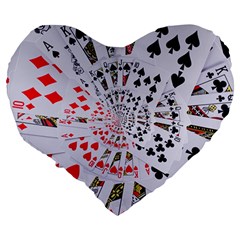 Poker Royal Flush All Suits Droste Spiral Large 19  Premium Heart Shape Cushion from ArtsNow.com Back