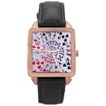 Poker Royal Flush All Suits Droste Spiral Rose Gold Leather Watch 