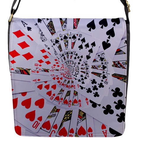 Poker Royal Flush All Suits Droste Spiral Flap Closure Messenger Bag (S) from ArtsNow.com Front