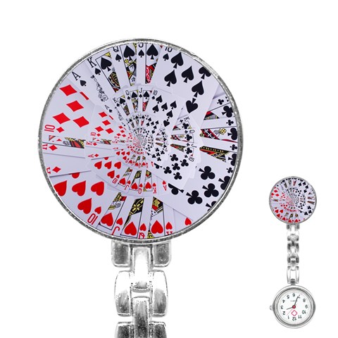 Poker Royal Flush All Suits Droste Spiral Stainless Steel Nurses Watch from ArtsNow.com Front