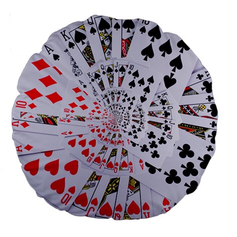 Poker Royal Flush All Suits Droste Spiral Large 18  Premium Flano Round Cushion  from ArtsNow.com Back