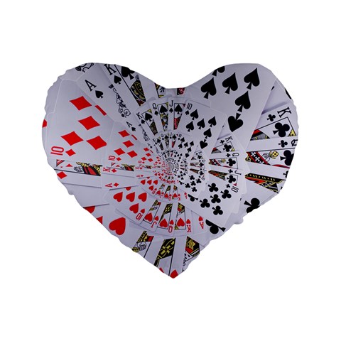 Poker Royal Flush All Suits Droste Spiral Standard 16  Premium Flano Heart Shape Cushion  from ArtsNow.com Front