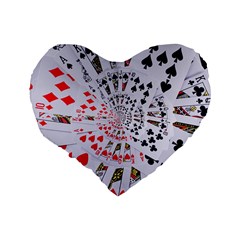 Poker Royal Flush All Suits Droste Spiral Standard 16  Premium Flano Heart Shape Cushion  from ArtsNow.com Back