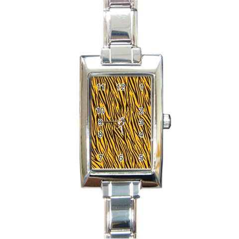 Yellow Zebra Stripes Rectangle Italian Charm Watch from ArtsNow.com Front