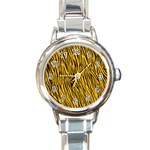 Yellow Zebra Stripes Round Italian Charm Watch