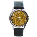 Yellow Zebra Stripes Round Metal Watch