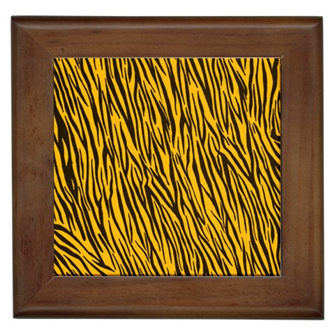 Yellow Zebra Stripes Framed Tile from ArtsNow.com Front