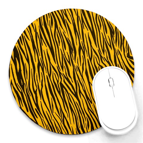 Yellow Zebra Stripes Round Mousepad from ArtsNow.com Front